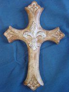 Fleur De Lis Cross Plaque Concrete Plaster Mold 7212 N2