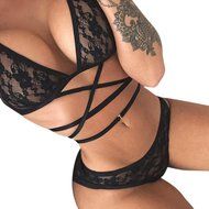 Bra Top ，Beautyvan Comfortable Strap Translucent Women Lace Briefs Underwear (L, Black) N6