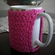 Cotton Coffee Cozy Hot Pink Cozy and Coaster in One N3
