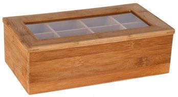 Estilo Bamboo Tea Storage Box, 8 Equally Divided Compartments N2