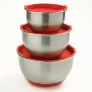 2 X Norpro 10446 3-Piece Stainless Steel Grip Bowls with Lids