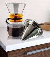 Pour Over Coffee Dripper, Glass Carafe &amp; Stainless Steel Reusable Mesh Filter Fits All Chemex Makers 4 Cup Brewer... N6
