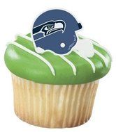 NFL Seattle Seahawk Football Helmet Cupcake Rings - 24 pcs
