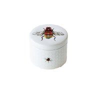 Honey Bee Design Tea Canister, Stoneware, 4.5 Inches, Holds Tea Bags or Loose Tea