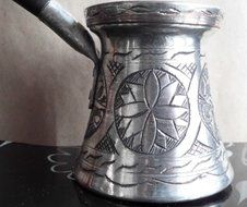 Handmade Antiquated Chiselwork Copper Turkish Coffee Pot Cezve Ibrik Briki N3