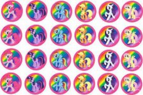 24 EDIBLE IMAGE- 24 MY LITTLE PONY RAINBOW BACKGROUND CUPCAKE TOPPERS