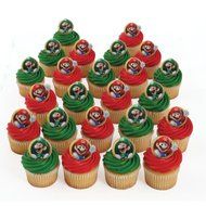 Super Mario Cake Topper and 24 Cupcake Topper Rings N2