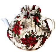 Teapot Cozy with Red poinsettias and pine boughs for 5-8 cup teapot #349