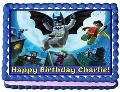 Lego Batman Personalized Edible Cake Topper Image -- 1/4 Sheet