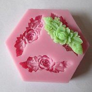 Sher Three Long Flower Baking Fondant Cake Chocolate Candy Mold,L7.3cmW7.3cmH1cm N3