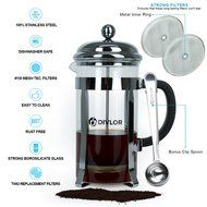 Divlor Stainless Steel Borosilicate Glass 8 Cups French Press Coffee Maker with Clip Spoon and 2 Bonus Filters... N2
