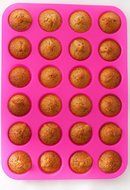 Silicone Mini Muffin &amp; Cupcake Pan - 24 Cups Pink Mold &amp; Baking Tray- Reusable, Non-Stick Bakeware - Heat Resistant... N12