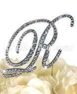 Victorian Collection Monogram Rhinestone Cake Topper - Large - Silver (4.75" Tall) (Letter M) N19