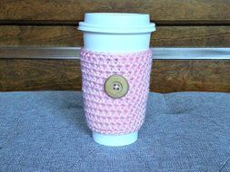 Crochet Travel Mug Sleeve in Pink