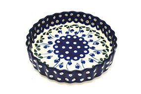 Polish Pottery Baker - Fluted Quiche - Small (7") - Bleeding Heart