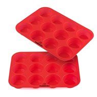 Silicone Cupcake And Muffin Pan, [TWO PACK], 2 x 12 cup reg size Cup Premium Cupcake Pan, Non Stick, BPA Free,... N2