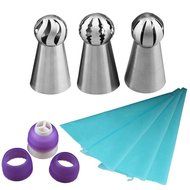 3PCS Icing Piping Tips Nozzles Kit Stainless Steel Sphere Ball Decorating Baking Tools Set for Cupcakes (New Design) N6