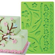 Sher Cake Decoration Tools Nature Plum Branch Flower Fondant and Gum Paste Mould Cake Border Silicone Mold
