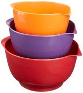 GHP 3-Piece Melamine Mixing Bowl Set with Non-Skid Silicone Bottoms, Yellow/Blue/Green N3