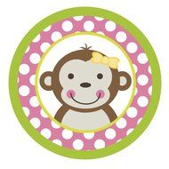 Mod Monkey Girl {Pink Polka Dots} Edible Cake Topper Decoration