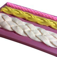 FLY 3 Kinds Belt Pattern 3D Silicone Fondant Cake Mold For Cake Decorating Baking Mould,Pink N7