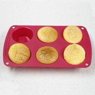 Webake 2 Pack Silicone Cake Molds,Bundt and Madeleine Pan,Round and Heart Shape Muffin Cupcake Pan (Red,Blue) N3