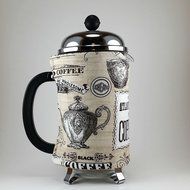 French Press Cozy, 8 cup, Insulated Cafetiere Cosy, Handmade, Coffee Themed N2