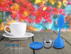 SerenaTea Luxurious Tea Infuser- Blue Silicone Tea Infuser | Handle Stainless Steel Strainer Filter Infuser with... N5