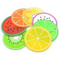 Set of 7 Colorful Fruit Slices Silicone Coasters for Drinks and Coffee, 3.5&quot; Non-slip Unique Cup Mat Drink Placemat... N4