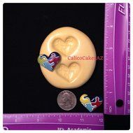2 Heart Puzzle Autism Fondant Mold Chocolate Candy Gumpaste Soap Resin Clay