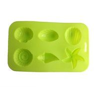 Yunko 6 Cavity Starfish Conch Shell Shape Baking Silicone Cake Mold Ice Cube Mold Cookie Mold Soap Candle Mould N2