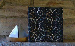 Artisanal Insulated Tea Cozy - Abstract Bicycles Geometric Steel Gray Fine Cotton - 4 Sizes Available N2