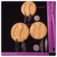 Feather Fondant Mold Set 3 Molds 6 Designs Chocolate Candy Gumpaste Soap Resin Clay