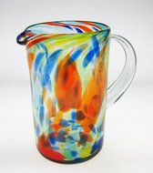 Mexican Glass Margarita or Juice Pitcher, Confetti Swirl Design Straight