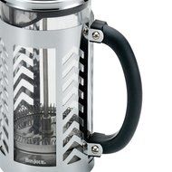 BonJour Coffee Glass and Stainless Steel French Press, 33.8-Ounce, Chevron N5