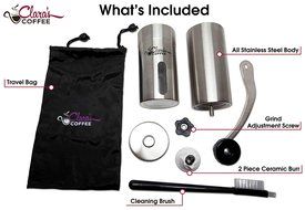 Premium MANUAL COFFEE GRINDER -Stainless Steel Body &amp; Adjustable Ceramic Conical Burr. Hand Crank Mill Grinds... N5