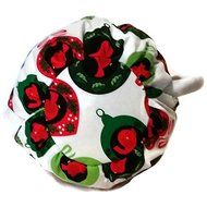 Teapot Cozy with Red green ornaments on White for 5-8 cup teapot #347 N3