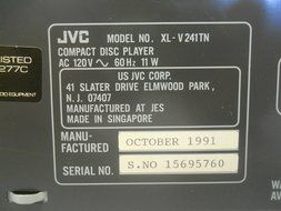 JVC XL-V241 Compact Disc CD Player Tray Type CD PEM DD Converter Pulse Edge Modulation Differential Linearity... N4