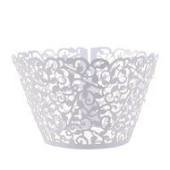 Ehonestbuy 24pcs Flower Vine Filigree Cupcake Wrapper Wraps Cases Liner Wedding Party Cake Decoration (White) N3