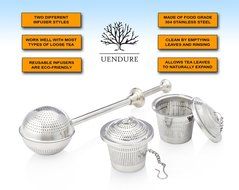 UEndure Tea Infuser - 3 Pack of Ultra Fine Loose Leaf Tea Strainers &ndash; Stainless Steel &ndash; Perfect for Single Serve... N3