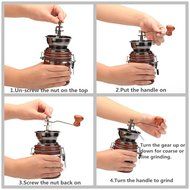 3E Home Manual Canister Ceramic Burr Coffee Mill Grinder, Stainless Steel Top and Ceramic Body N8