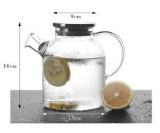 Ceramic Story Glass Water Pitcher With 304 Stainless Steel Lid,Large Water Pot, Glass Teapot, Iced Tea Pitcher... N3