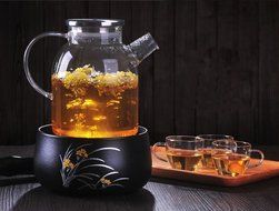 Ceramic Story Glass Water Pitcher With 304 Stainless Steel Lid,Large Water Pot, Glass Teapot, Iced Tea Pitcher... N5