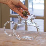 Primula Blossom Glass Teapot &ndash; Wide Mouthed Borosilicate Glass &ndash; 40 oz. &ndash; Dishwasher and Microwave Safe &ndash; Clear... N3