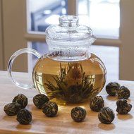Primula Blossom Glass Teapot &ndash; Wide Mouthed Borosilicate Glass &ndash; 40 oz. &ndash; Dishwasher and Microwave Safe &ndash; Clear... N4