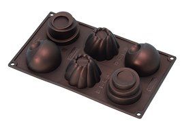 Pavoni FR061 Platinum Silicone Home Edition Pavoflex-Round Cups Multi-Tray Bake Mould, Metallic Brown