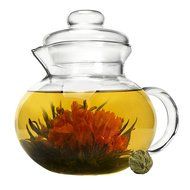 Primula Blossom Glass Teapot &ndash; Wide Mouthed Borosilicate Glass &ndash; 40 oz. &ndash; Dishwasher and Microwave Safe &ndash; Clear... N5