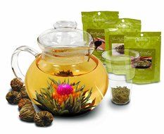 Primula Blossom Glass Teapot &ndash; Wide Mouthed Borosilicate Glass &ndash; 40 oz. &ndash; Dishwasher and Microwave Safe &ndash; Clear... N6