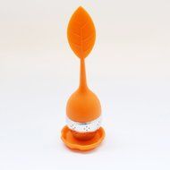 Huayoung 3-pcs Leave-shaped Silicone &amp; Stainless Steel Tea Infusers Useful Tea Filters (Orange) N7