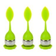 Huayoung 3-pcs Leave-shaped Silicone &amp; Stainless Steel Tea Infusers Useful Tea Filters (Orange) N8